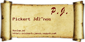 Pickert János névjegykártya